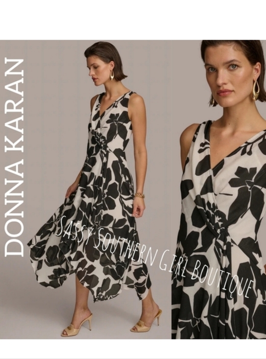 Donna Karan Dresses & Skirts - 🆕⭐ Donna Karan Black Label White Black Floral Midi Dress